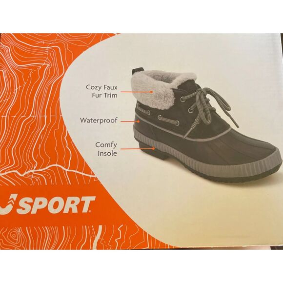 JSPORT by Jambu Mary Ankle Rubber W/ Fur Trim ~ Black Boots Sz 6M - Picture 6 of 11